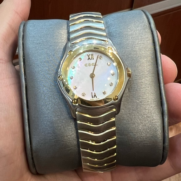 EBEL WAVE 18k Gold and Stainless Steel Mother of Pearl Diamond Dial - Picture 3 of 9